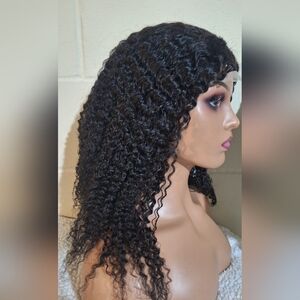 Black Curly Lace Front Wig  100 Percent Pute Human Hair Wig. 18 Inches Long